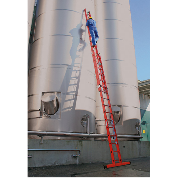 Vollkunststoff Seilzugleiter mit Traverse 2x10 Sprossen Vollkunststoff Seilzugleiter mit Traverse 2x10 Sprossen-Beschreibung lesen