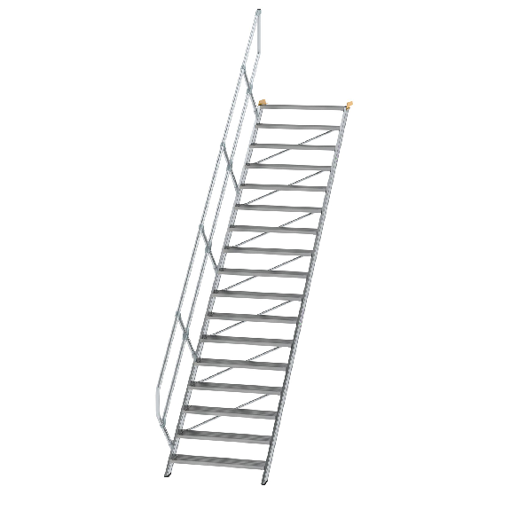 Ortsfeste Aluminiumtreppe 45° mit Handlauf-Beschreibung lesen