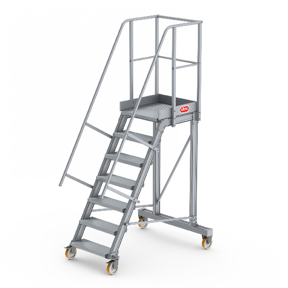 Podesttreppe fahrbar 60° 7 Stufen Podesttreppe fahrbar 60° 7 Stufen-Beschreibung lesen