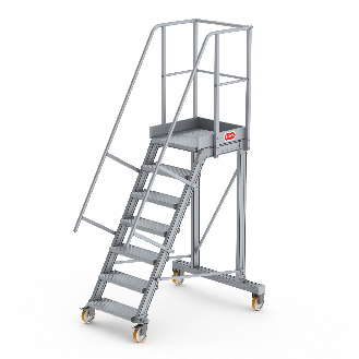 Podesttreppe fahrbar 60° 7 Stufen-Beschreibung lesen