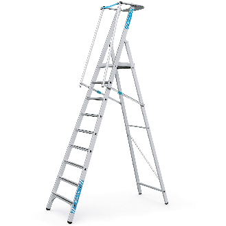 Stufenleiter mit großer Plattform 9 Stufen-Beschreibung lesen