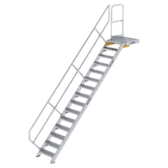 Treppe mit Plattform 45°, Handlauf, 600mm Stufenbreite, 15 Stufen-Beschreibung lesen