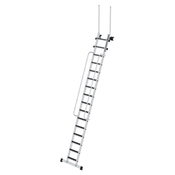 Geschossleiter 5,0m AH mit Clip-Step R13 und Handlauf 16 Stufen Geschossleiter 5,0m AH mit Clip-Step R13 und Handlauf 16 Stufen-Beschreibung lesen