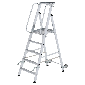 Aluminium-Stehleiter mit Rollen und Griff 5 Stufen-Beschreibung lesen
