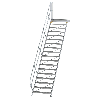 Treppe mit Plattform 45°, Handlauf, 1000mm Stufenbreite, 18 Stufen Treppe mit Plattform 45°, Handlauf, 1000mm Stufenbreite, 18 Stufen