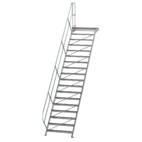 Treppe mit Plattform 45°, Handlauf, 1000mm Stufenbreite, 18 Stufen Treppe mit Plattform 45°, Handlauf, 1000mm Stufenbreite, 18 Stufen-Beschreibung lesen