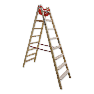 Euroline Holz Stufenstehleiter mit Comfort-Stufen mit Werkzeugablage 2x8 Stufen-Beschreibung lesen