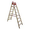 Euroline Holz Stufenstehleiter mit Comfort-Stufen mit Werkzeugablage 2x8 Stufen