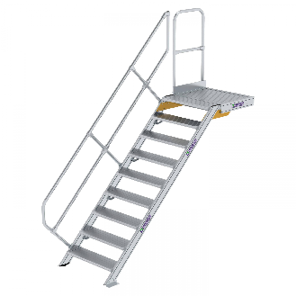 Treppe mit Plattform 45°, Handlauf, 800mm Stufenbreite, 9 Stufen-Beschreibung lesen