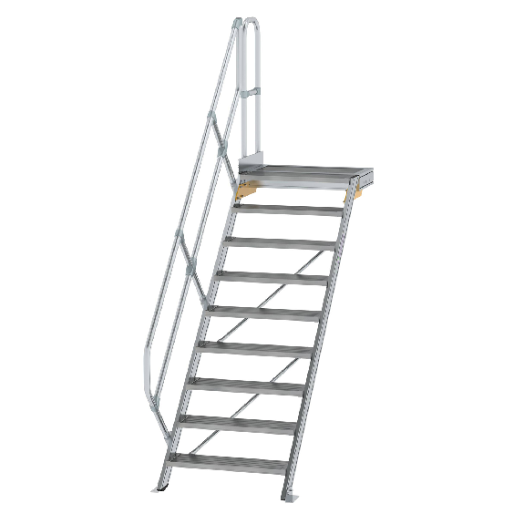 Treppe mit Plattform 45°, Handlauf, 800mm Stufenbreite, 9 Stufen Treppe mit Plattform 45°, Handlauf, 800mm Stufenbreite, 9 Stufen-Beschreibung lesen