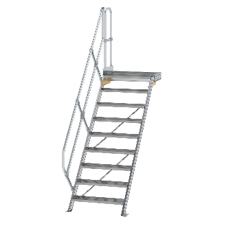 Treppe mit Plattform 45°, Handlauf, 800mm Stufenbreite, 9 Stufen-Beschreibung lesen