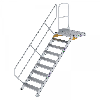 Treppe mit Plattform 45°, Handlauf, 800mm Stufenbreite, 9 Stufen