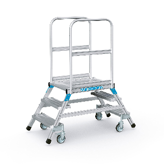 Podestleiter fahrbar mit 2x3 Leichtmetall-Stufen-Beschreibung lesen