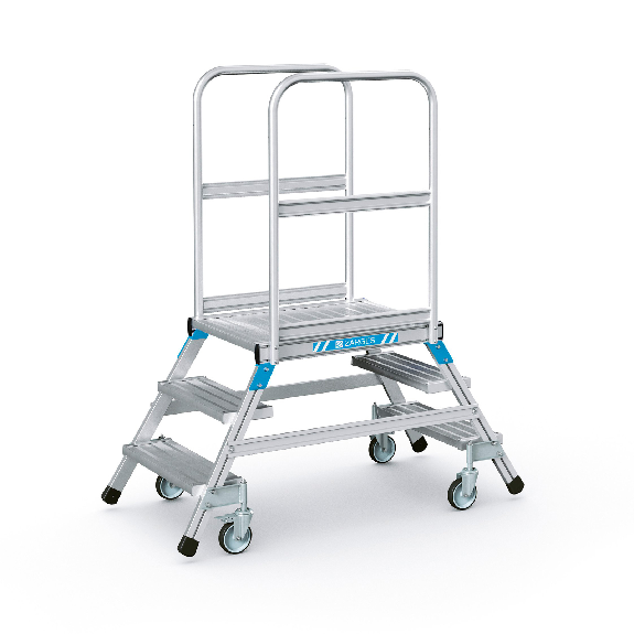 Podestleiter fahrbar mit 2x3 Leichtmetall-Stufen Podestleiter fahrbar mit 2x3 Leichtmetall-Stufen-Beschreibung lesen