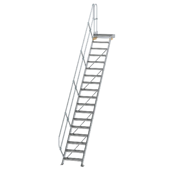 Treppe mit Plattform 45°, Handlauf, 600mm Stufenbreite, 17 Stufen Treppe mit Plattform 45°, Handlauf, 600mm Stufenbreite, 17 Stufen-Beschreibung lesen