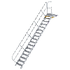 Treppe mit Plattform 45°, Handlauf, 600mm Stufenbreite, 17 Stufen