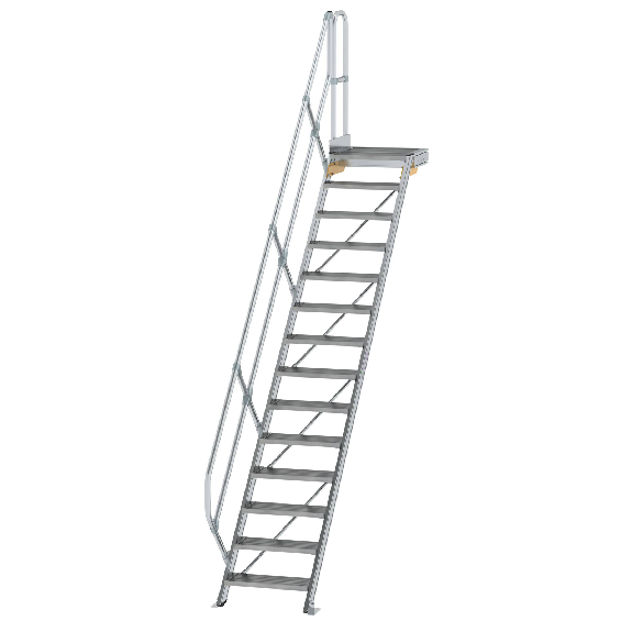 Treppe mit Plattform 45°, Handlauf, 600mm Stufenbreite, 14 Stufen Treppe mit Plattform 45°, Handlauf, 600mm Stufenbreite, 14 Stufen-Beschreibung lesen