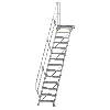 Treppe mit Plattform 45°, Handlauf, 600mm Stufenbreite, 14 Stufen Treppe mit Plattform 45°, Handlauf, 600mm Stufenbreite, 14 Stufen