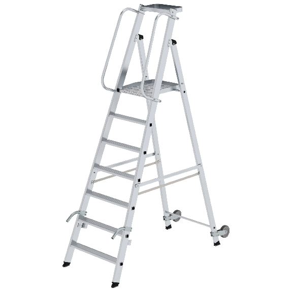 Aluminium-Stehleiter mit Rollen und Griff 7 Stufen Aluminium-Stehleiter mit Rollen und Griff 7 Stufen-Beschreibung lesen
