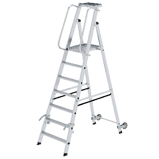 Aluminium-Stehleiter mit Rollen und Griff 7 Stufen-Beschreibung lesen