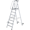 Aluminium-Stehleiter mit Rollen und Griff 7 Stufen
