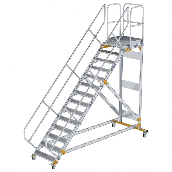Plattformtreppe fahrbar 45° Stufenbreite 800mm 14 Stufen Plattformtreppe fahrbar 45° Stufenbreite 800mm 14 Stufen-Beschreibung lesen