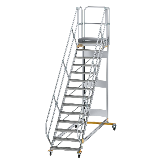 Plattformtreppe fahrbar 45° Stufenbreite 800mm 14 Stufen-Beschreibung lesen