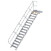 Treppe mit Plattform 45°, Handlauf, 800mm Stufenbreite, 16 Stufen