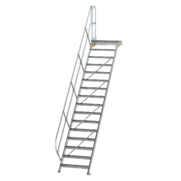 Treppe mit Plattform 45°, Handlauf, 800mm Stufenbreite, 16 Stufen-Beschreibung lesen