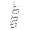 Treppe mit Plattform 60°, Handlauf, 1000mm Stufenbreite, 16 Stufen Treppe mit Plattform 60°, Handlauf, 1000mm Stufenbreite, 16 Stufen