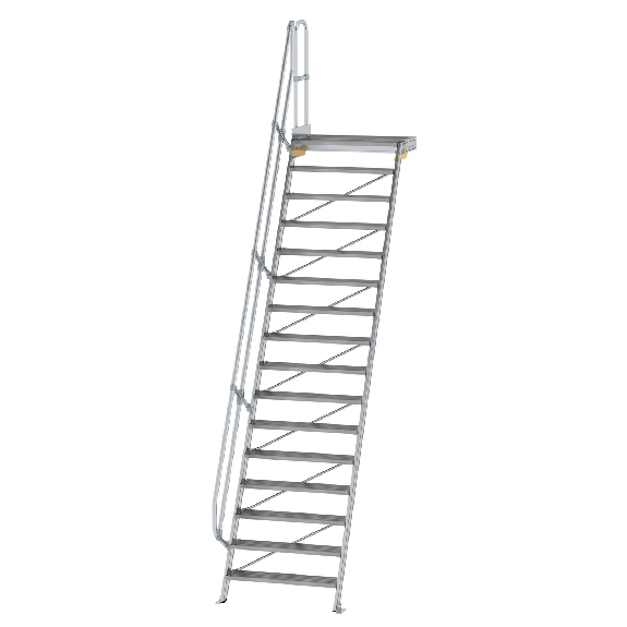 Treppe mit Plattform 60°, Handlauf, 1000mm Stufenbreite, 16 Stufen Treppe mit Plattform 60°, Handlauf, 1000mm Stufenbreite, 16 Stufen-Beschreibung lesen