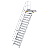 Treppe mit Plattform 60°, Handlauf, 1000mm Stufenbreite, 16 Stufen