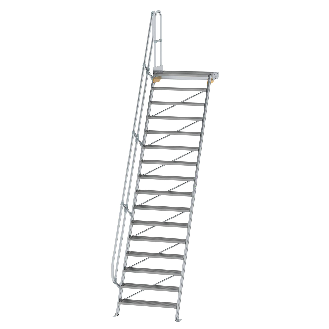 Treppe mit Plattform 60°, Handlauf, 1000mm Stufenbreite, 16 Stufen-Beschreibung lesen
