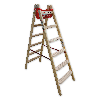Euroline Holz Stufenstehleiter mit Comfort-Stufen mit Werkzeugablage 2x6 Stufen