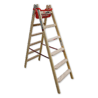 Euroline Holz Stufenstehleiter mit Comfort-Stufen mit Werkzeugablage 2x6 Stufen-Beschreibung lesen
