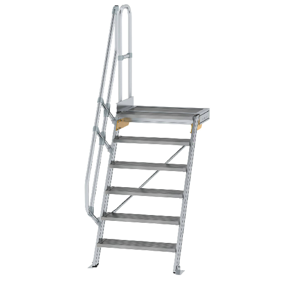 Treppe mit Plattform 60°, Handlauf, 800mm Stufenbreite, 6 Stufen Treppe mit Plattform 60°, Handlauf, 800mm Stufenbreite, 6 Stufen-Beschreibung lesen