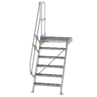 Treppe mit Plattform 60°, Handlauf, 800mm Stufenbreite, 6 Stufen-Beschreibung lesen