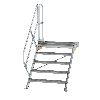 Treppe mit Plattform 45°, Handlauf, 1000mm Stufenbreite, 5 Stufen