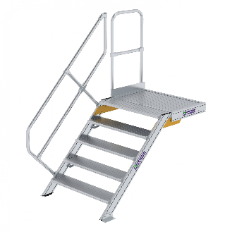 Treppe mit Plattform 45°, Handlauf, 1000mm Stufenbreite, 5 Stufen-Beschreibung lesen