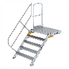 Treppe mit Plattform 45°, Handlauf, 1000mm Stufenbreite, 5 Stufen