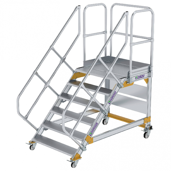 Plattformtreppe fahrbar 45° Stufenbreite 1000mm 6 Stufen Plattformtreppe fahrbar 45° Stufenbreite 1000mm 6 Stufen-Beschreibung lesen