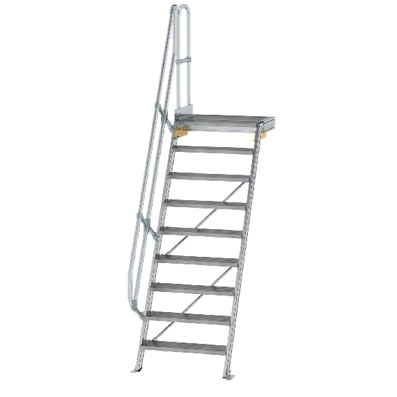 Treppe mit Plattform 60°, Handlauf, 800mm Stufenbreite, 9 Stufen Treppe mit Plattform 60°, Handlauf, 800mm Stufenbreite, 9 Stufen-Beschreibung lesen