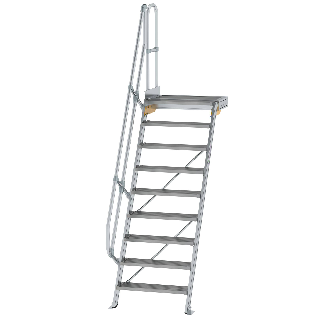 Treppe mit Plattform 60°, Handlauf, 800mm Stufenbreite, 9 Stufen-Beschreibung lesen