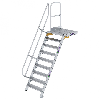 Treppe mit Plattform 60°, Handlauf, 800mm Stufenbreite, 9 Stufen