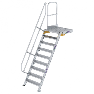 Treppe mit Plattform 60°, Handlauf, 800mm Stufenbreite, 9 Stufen-Beschreibung lesen