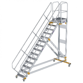 Plattformtreppe fahrbar 45° Stufenbreite 600mm 14 Stufen-Beschreibung lesen
