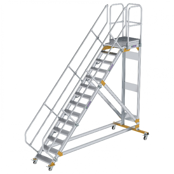 Plattformtreppe fahrbar 45° Stufenbreite 600mm 14 Stufen Plattformtreppe fahrbar 45° Stufenbreite 600mm 14 Stufen-Beschreibung lesen