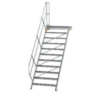 Treppe mit Plattform 45°, Handlauf, 1000mm Stufenbreite, 11 Stufen-Beschreibung lesen