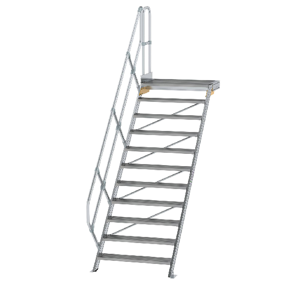 Treppe mit Plattform 45°, Handlauf, 1000mm Stufenbreite, 11 Stufen-Beschreibung lesen