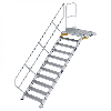 Treppe mit Plattform 45°, Handlauf, 1000mm Stufenbreite, 11 Stufen
